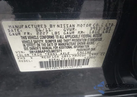 2012 Nissan Sentra 2.0 S from USA, damaged, VIN 3N1AB6AP1CL607371